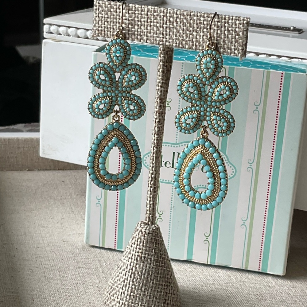 Stella & Dot Vintage Turquoise Beaded Earrings